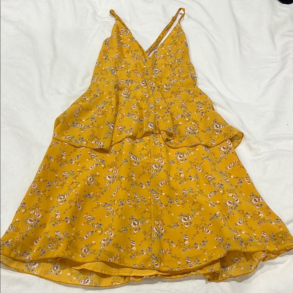 Floral Yellow Sleeveless Dress